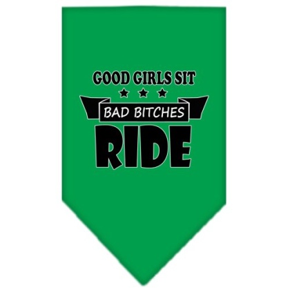 Bitches Ride Screen Print Bandana Emerald Green Large