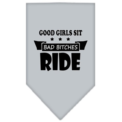 Bitches Ride Screen Print Bandana Grey Large