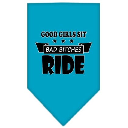 Bitches Ride Screen Print Bandana Turquoise Large