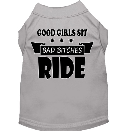 Bitches Ride Screen Print Dog Shirt Grey Lg