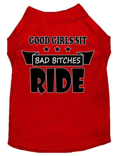 Bitches Ride Screen Print Dog Shirt Red Lg