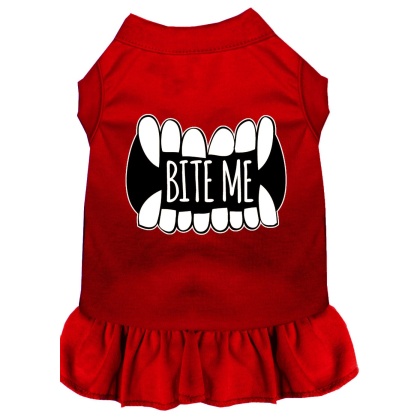 Bite Me Screen Print Dog Dress Red 4X (22)