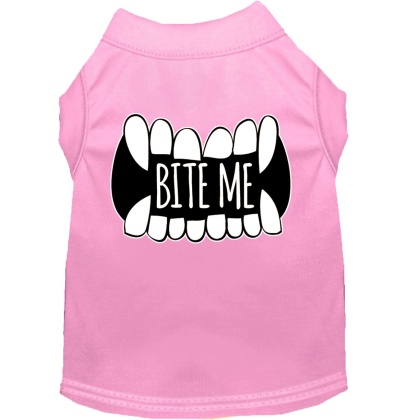 Bite Me Screen Print Dog Shirt Light Pink Lg