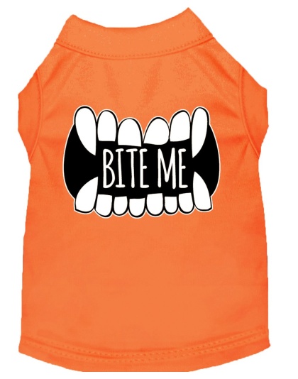 Bite Me Screen Print Dog Shirt Orange Lg