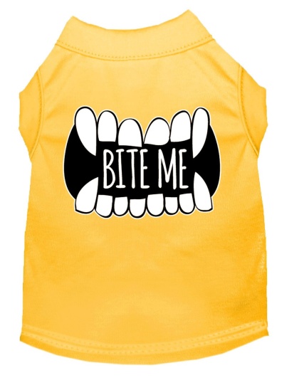 Bite Me Screen Print Dog Shirt Yellow Lg