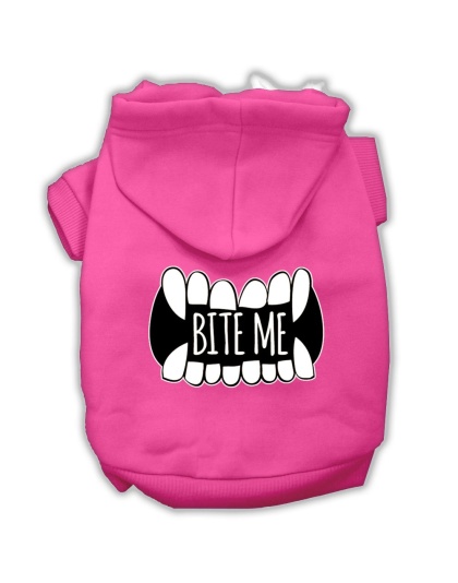 Bite Me Screenprint Dog Hoodie Bright Pink L