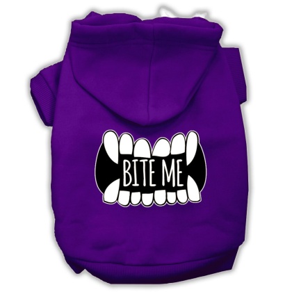 Bite Me Screenprint Dog Hoodie Purple L