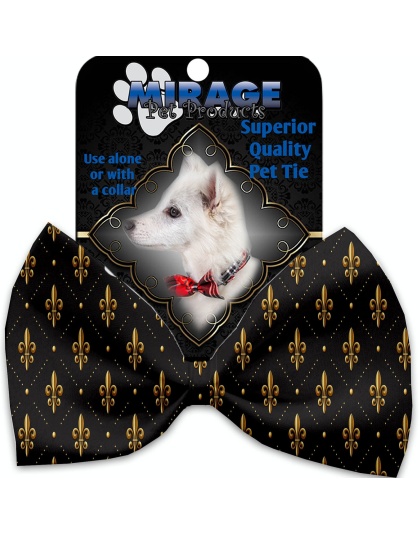 Black and Gold Fleur de Lis Pet Bow Tie