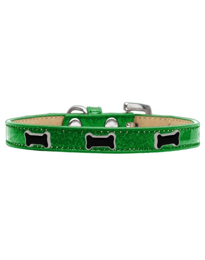 Black Bone Widget Dog Collar Emerald Green Ice Cream Size 10