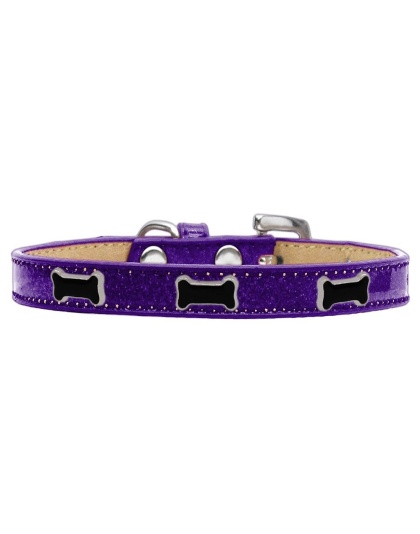 Black Bone Widget Dog Collar Purple Ice Cream Size 10
