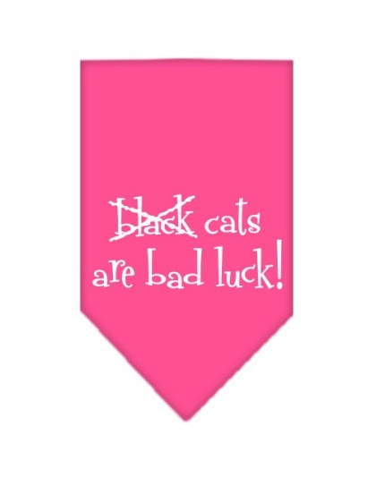 Black Cats are Bad Luck Screen Print Bandana Bright Pink Large