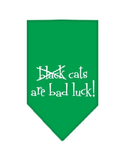 Black Cats are Bad Luck Screen Print Bandana Emerald Green Large