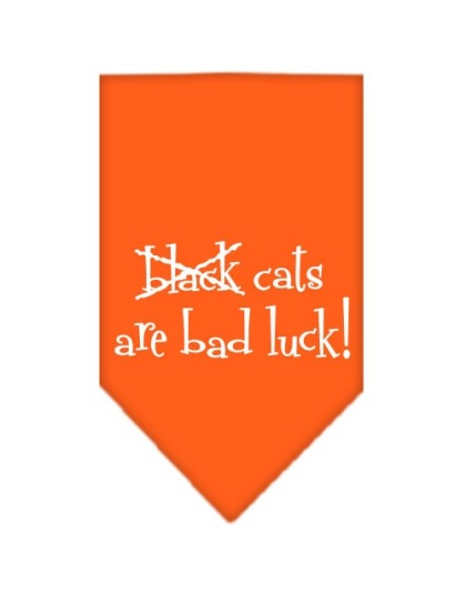 Black Cats are Bad Luck Screen Print Bandana Orange Large