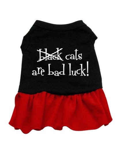 Black Cats are Bad Luck Screen Print Dress Black with Red Lg