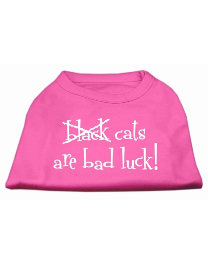Black Cats are Bad Luck Screen Print Shirt Bright Pink L