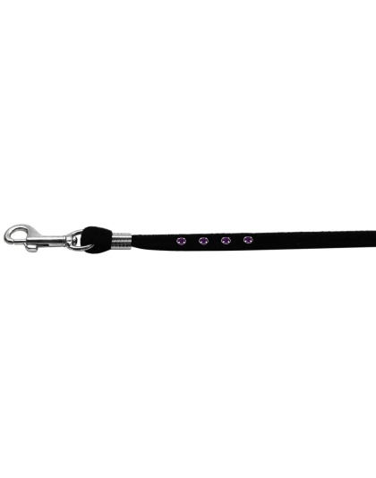 Black Velvet Leash Silver Hardware Amethyst Stones