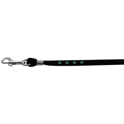 Black Velvet Leash Silver Hardware Emerald Stones