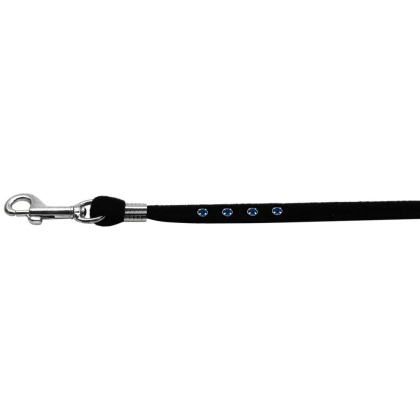 Black Velvet Leash Silver Hardware Sapphire Stones