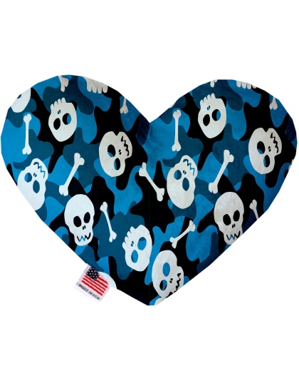 Blue Camo Skulls 6 Inch Canvas Heart Dog Toy