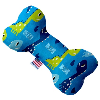 Blue Dinosaurs 10 Inch Canvas Bone Dog Toy