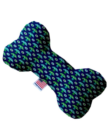 Blue Mushrooms 10 inch Canvas Bone Dog Toy