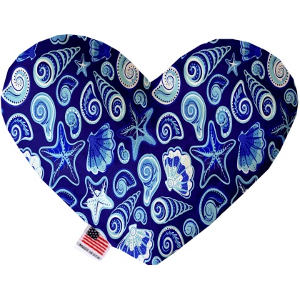 Blue Seashells 6 Inch Canvas Heart Dog Toy