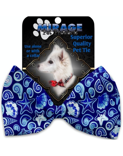 Blue Seashells Pet Bow Tie