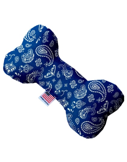 Blue Western 10 Inch Canvas Bone Dog Toy