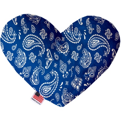 Blue Western 6 Inch Canvas Heart Dog Toy