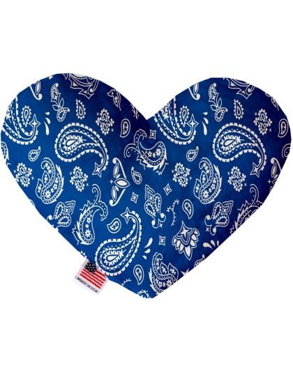 Blue Western 6 Inch Canvas Heart Dog Toy