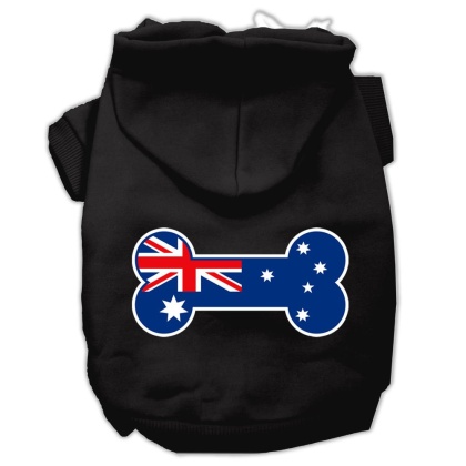 Bone Shaped Australian Flag Screen Print Pet Hoodies Black L