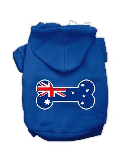 Bone Shaped Australian Flag Screen Print Pet Hoodies Blue Size Lg