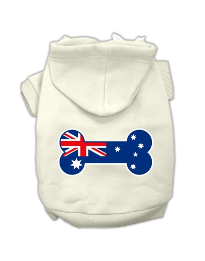 Bone Shaped Australian Flag Screen Print Pet Hoodies Cream Size L