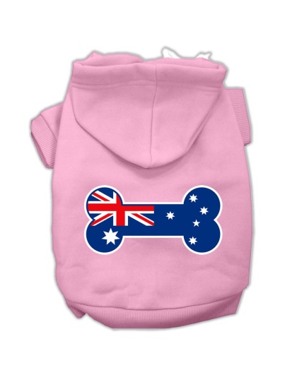 Bone Shaped Australian Flag Screen Print Pet Hoodies Light Pink Size L