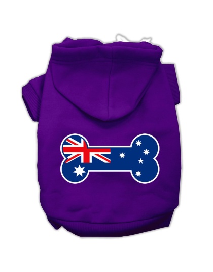 Bone Shaped Australian Flag Screen Print Pet Hoodies Purple L