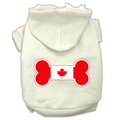 Bone Shaped Canadian Flag Screen Print Pet Hoodies Cream L