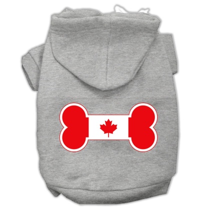 Bone Shaped Canadian Flag Screen Print Pet Hoodies Grey L