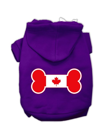 Bone Shaped Canadian Flag Screen Print Pet Hoodies Purple L