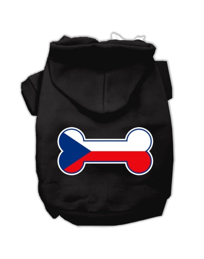 Bone Shaped Czech Republic Flag Screen Print Pet Hoodies Black L