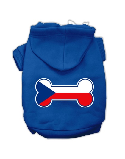Bone Shaped Czech Republic Flag Screen Print Pet Hoodies Blue L
