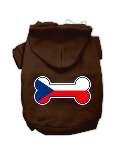 Bone Shaped Czech Republic Flag Screen Print Pet Hoodies Brown Size L