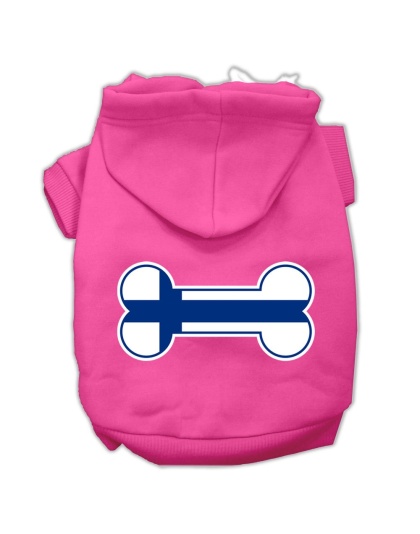 Bone Shaped Finland Flag Screen Print Pet Hoodies Bright Pink Size L