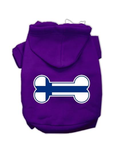 Bone Shaped Finland Flag Screen Print Pet Hoodies Purple L