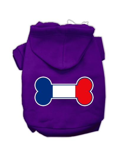 Bone Shaped France Flag Screen Print Pet Hoodies Purple Size L