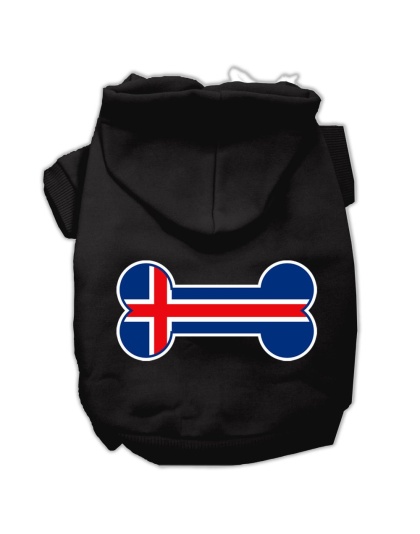 Bone Shaped Iceland Flag Screen Print Pet Hoodies Black L