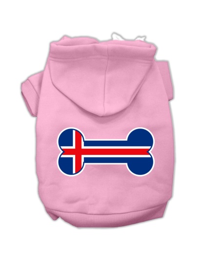 Bone Shaped Iceland Flag Screen Print Pet Hoodies Light Pink Size L