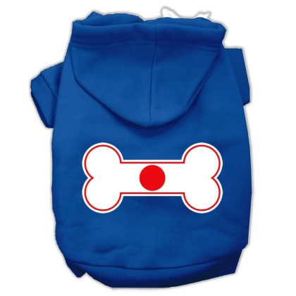 Bone Shaped Japan Flag Screen Print Pet Hoodies Blue L