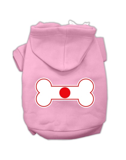 Bone Shaped Japan Flag Screen Print Pet Hoodies Light Pink Size L