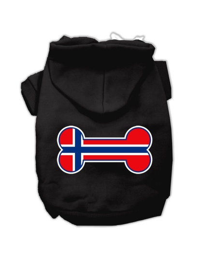 Bone Shaped Norway Flag Screen Print Pet Hoodies Black L
