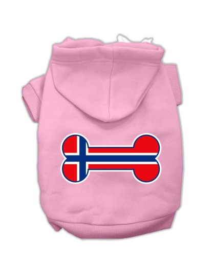 Bone Shaped Norway Flag Screen Print Pet Hoodies Light Pink Size L
